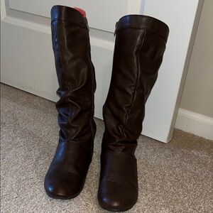 Bongo Brown Leather Knee-High Boots